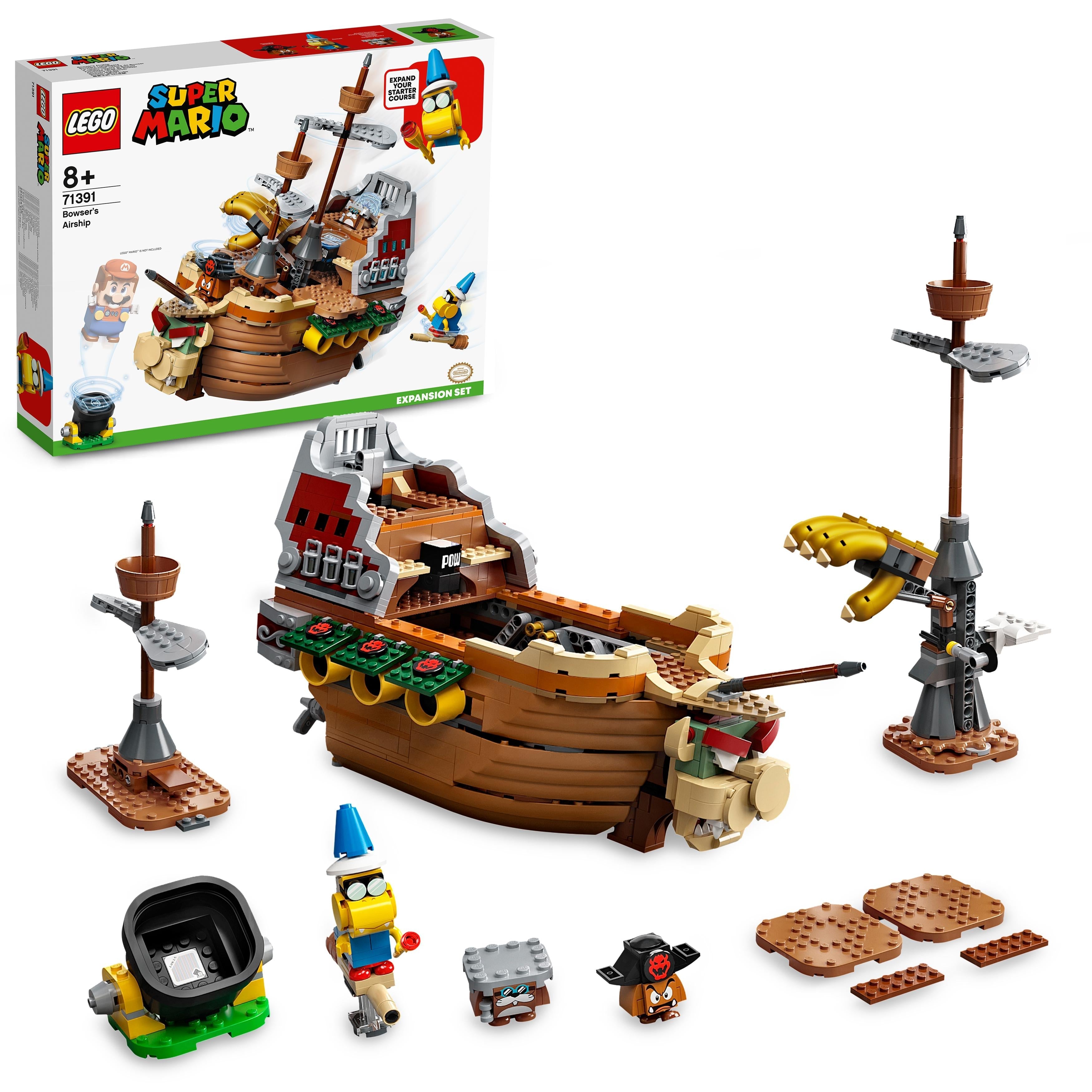 LEGO® Super Mario Bowser Airship Expansion Set 71391 with characters and buildable features for creative play.