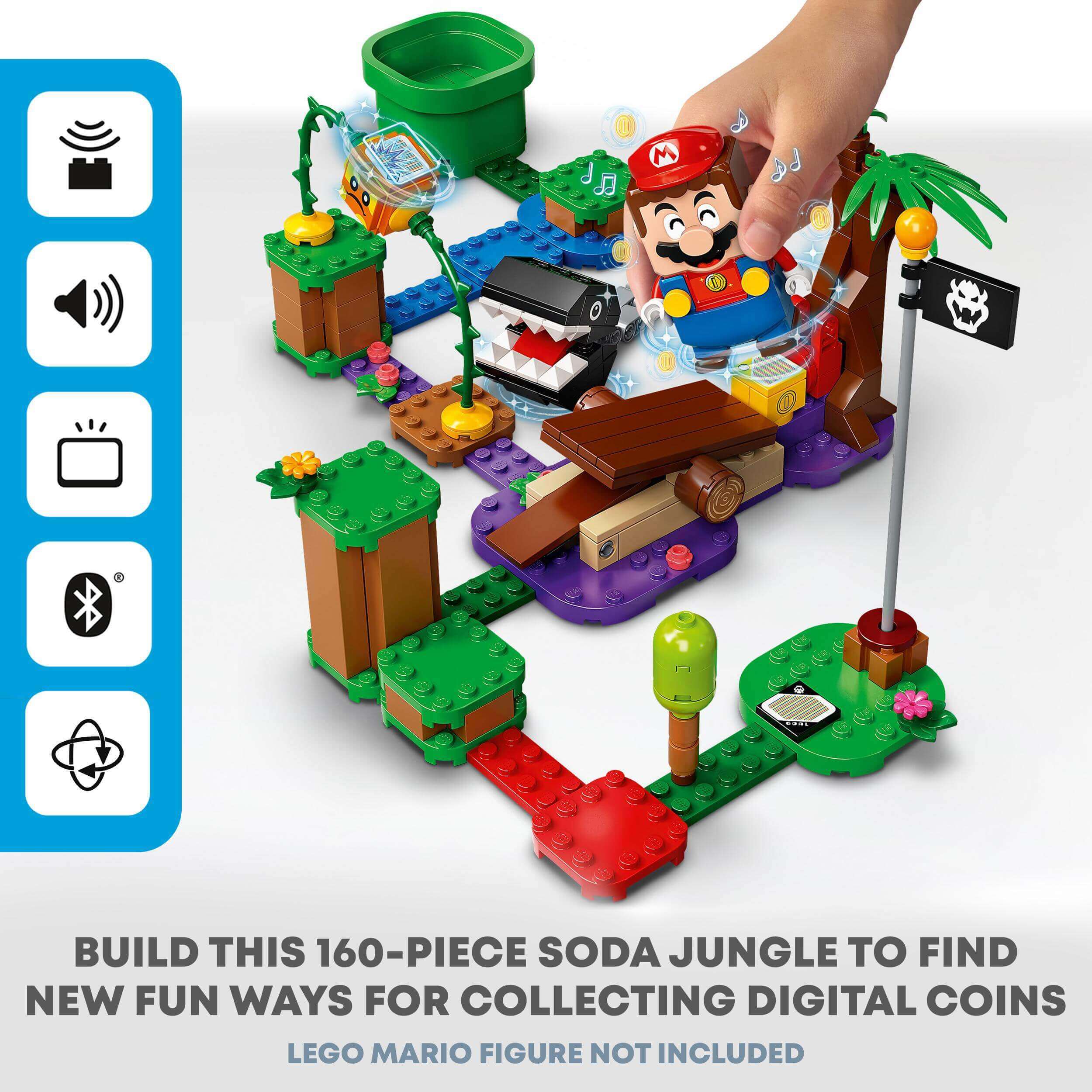 LEGO Super Mario Jungle Encounter Expansion Set 71381 with Chain Chomp and interactive gameplay features.