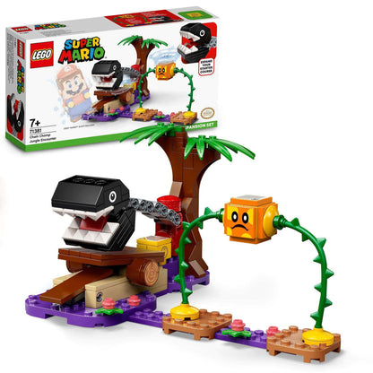LEGO Super Mario Jungle Encounter Expansion Set 71381 featuring Chain Chomp challenge and Soda Jungle theme.