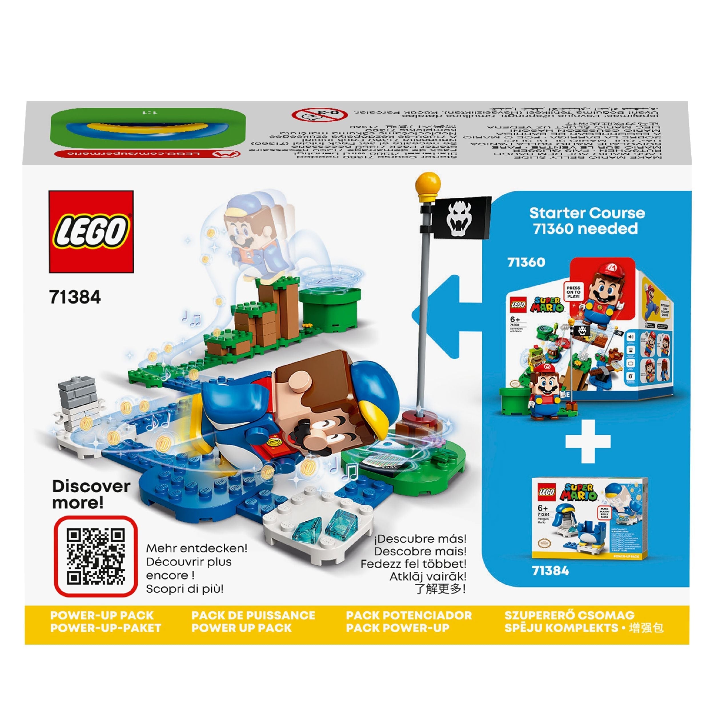 LEGO Super Mario Penguin Mario Power-Up Pack 71384 with interactive suit and game elements for kids.