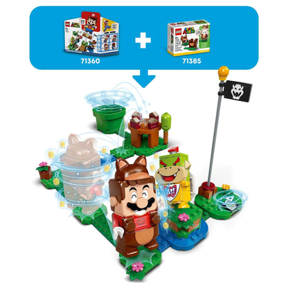 LEGO® Super Mario Tanooki Mario Power-Up Pack 71385 featuring interactive suit and fun play pieces.