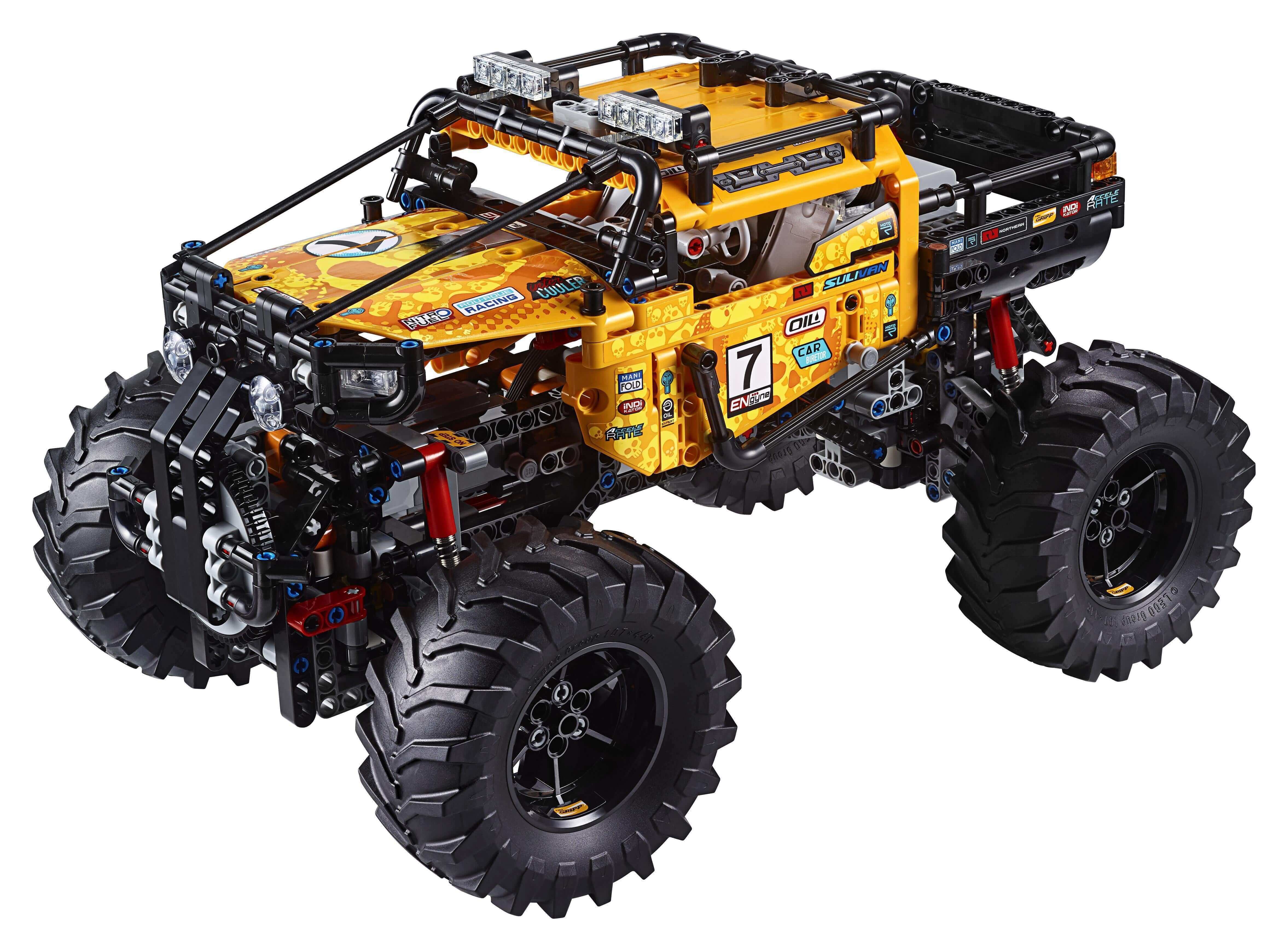 LEGO Technic 4x4 X-treme Off-Roader Set 42099 with large tires and detailed features, powered by Smart Hub and CONTROL+ app.