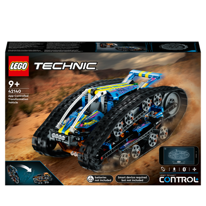 LEGO Technic App-Controlled Transformation Vehicle 42140, a 2-in-1 remote control flip car for kids.