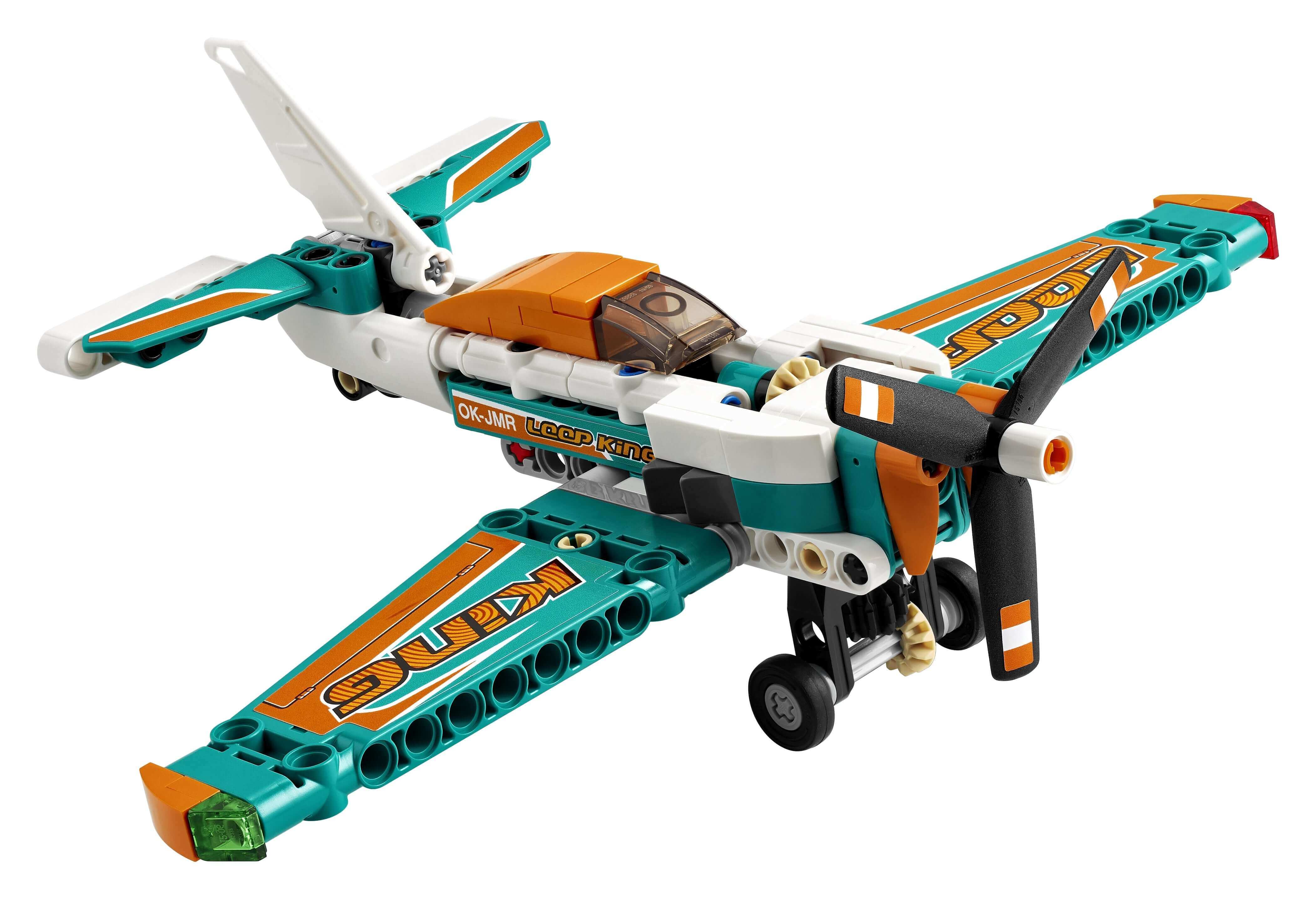 LEGO Technic Race Plane Jet 2 in 1 Toy 42117 with spinning propeller and colorful design, perfect for kids.
