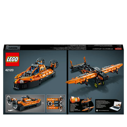 LEGO® Technic 42120 Rescue Hovercraft model toy featuring realistic details and 2-in-1 design for creative play.