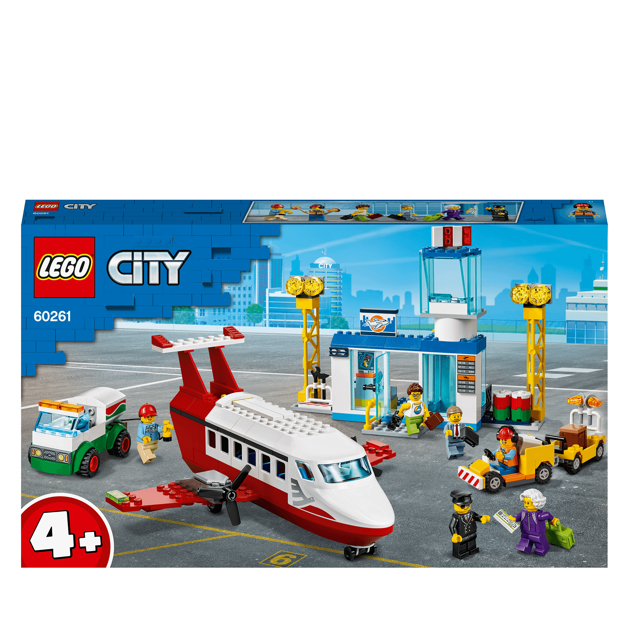 LEGO City 4+ Central Airport Charter Toy 60261 with airport terminal, plane, and minifigures for imaginative play.