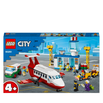 LEGO City 4+ Central Airport Charter Toy 60261 with airport terminal, plane, and minifigures for imaginative play.