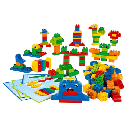 Colorful LEGO DUPLO Brick Set 45019 with various creative structures and building cards for endless fun.
