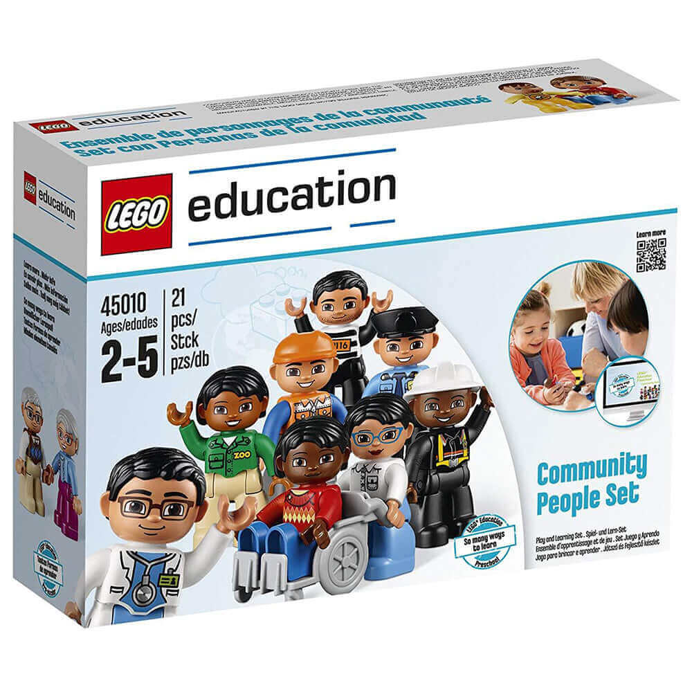 Lego Education Community People Set 45010 featuring diverse DUPLO figures for preschool role play learning.