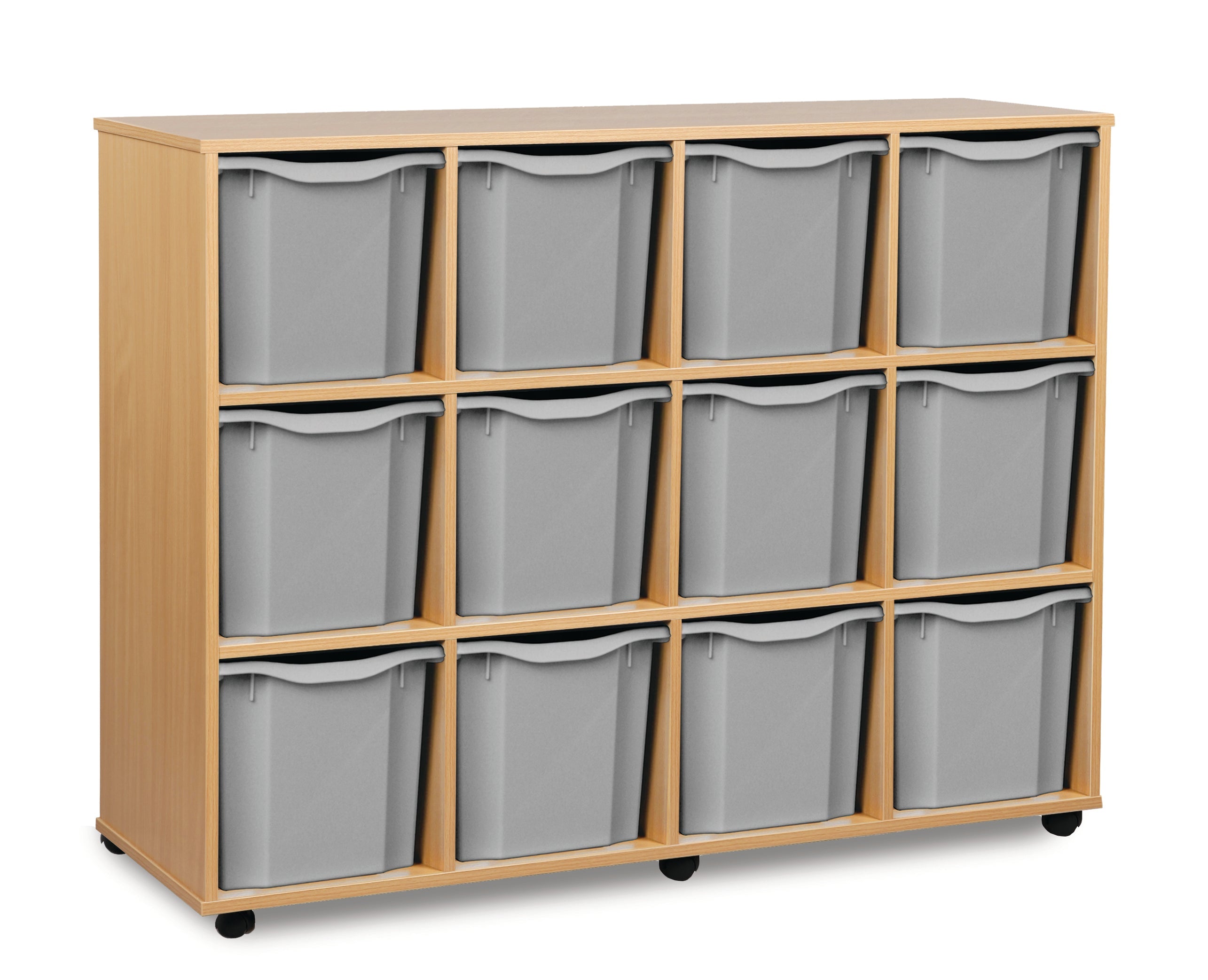 Monarch 12 Quad-Tray Mobile Storage Unit – Beech