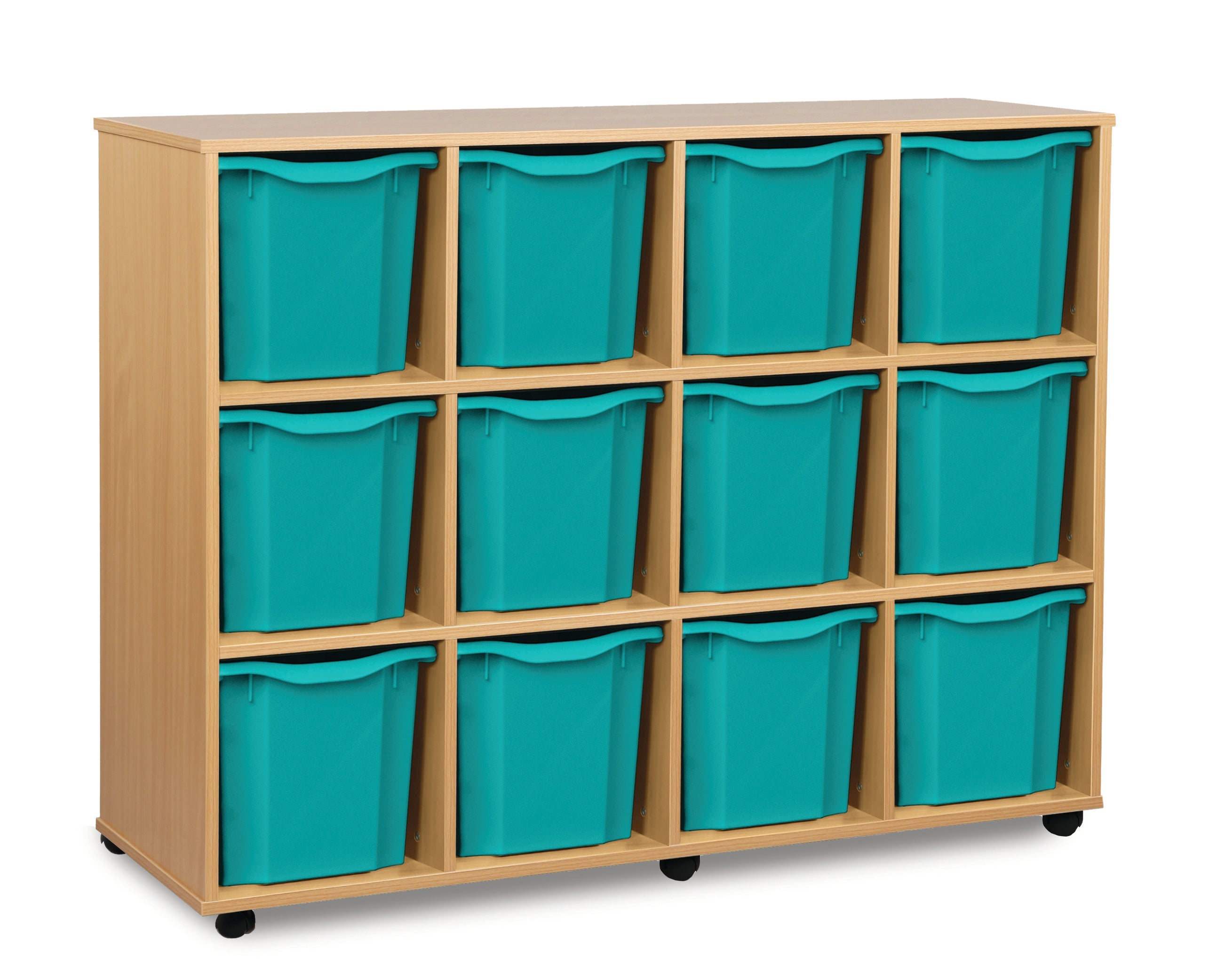 Monarch 12 Quad-Tray Mobile Storage Unit – Beech