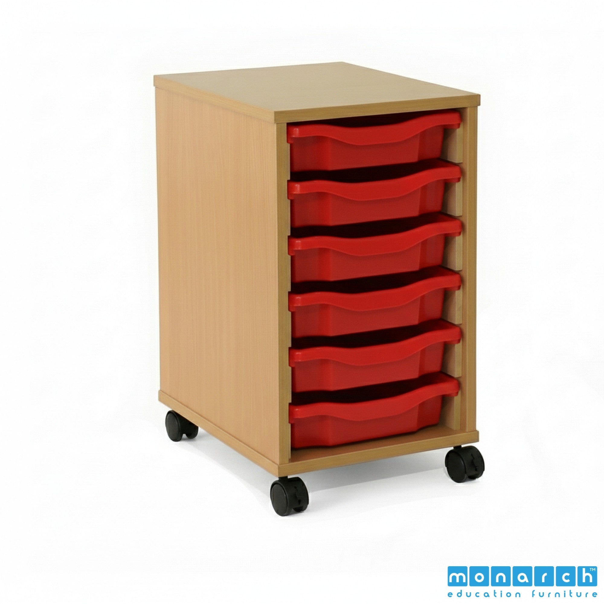 Monarch 6 Tray Mobile Storage Unit – Beech