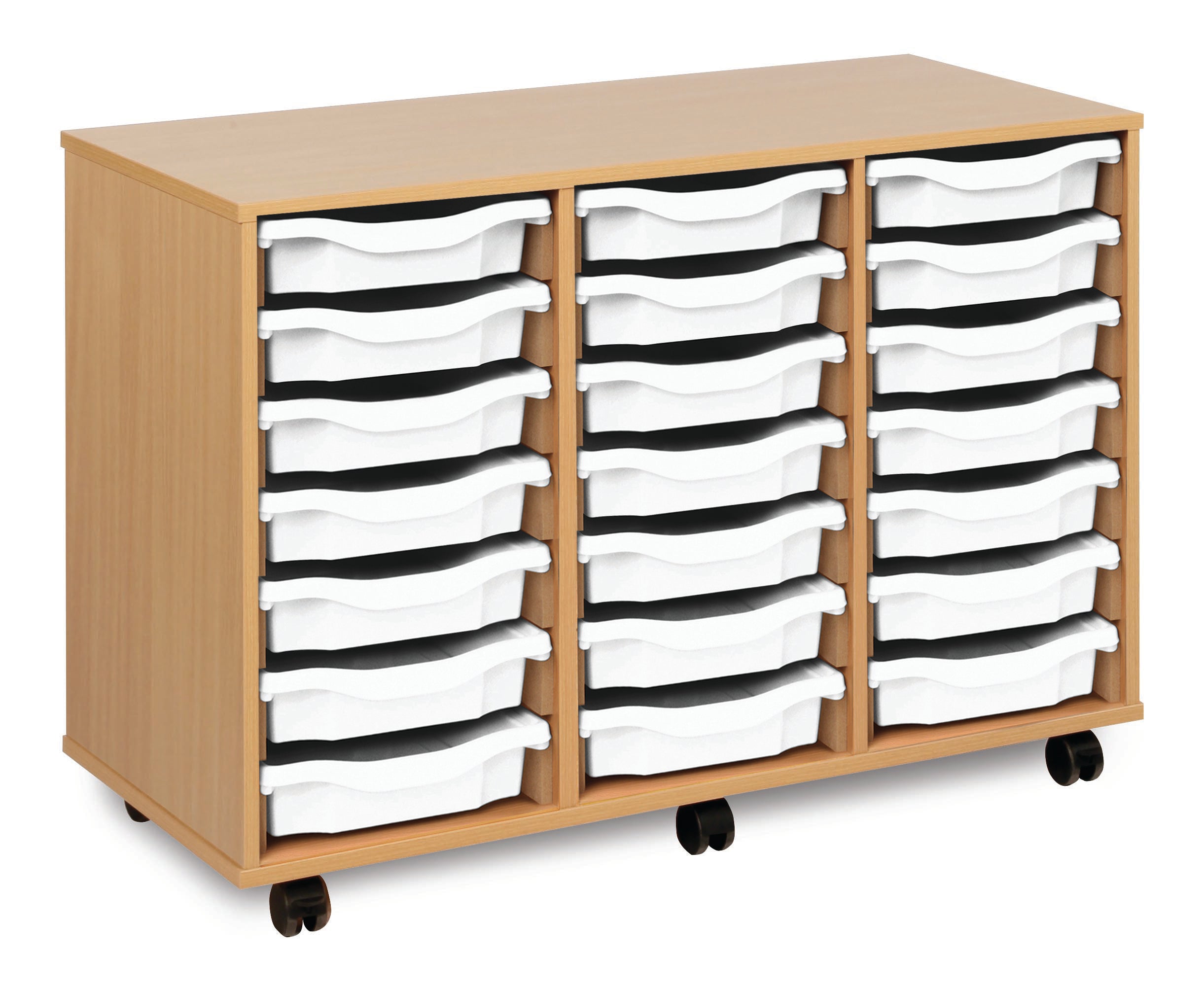 Monarch - 21 Tray Mobile Storage Unit – Beech
