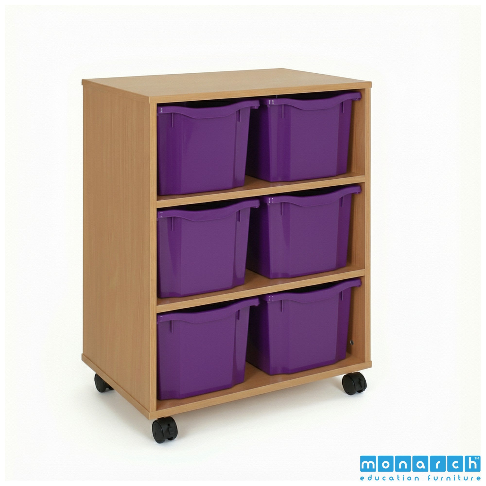 Monarch 6 Triple-Tray Mobile Storage Unit – Beech