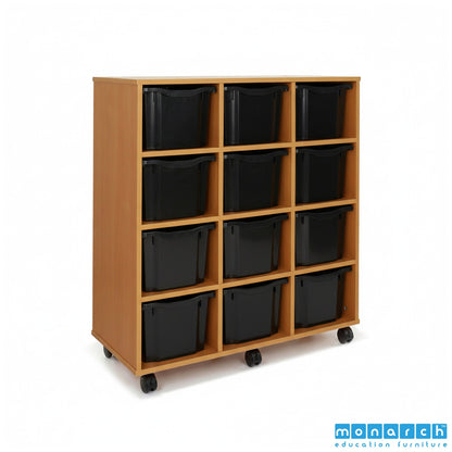 Monarch 12 Triple-Tray Mobile Storage Unit – Maple
