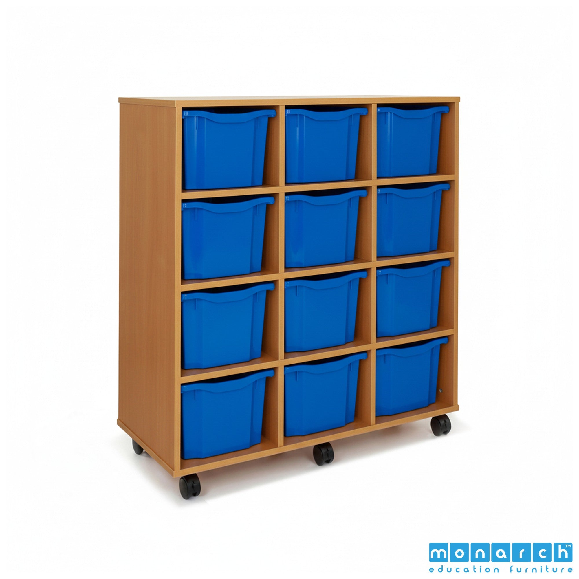 Monarch 12 Triple-Tray Mobile Storage Unit – Maple