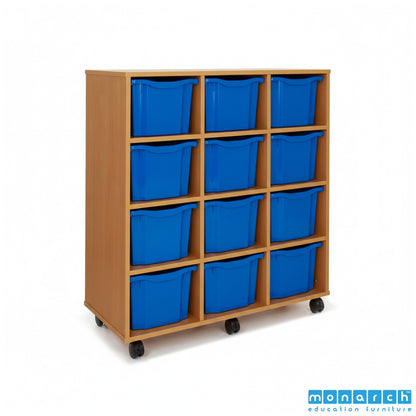 Monarch 12 Triple-Tray Mobile Storage Unit – Maple