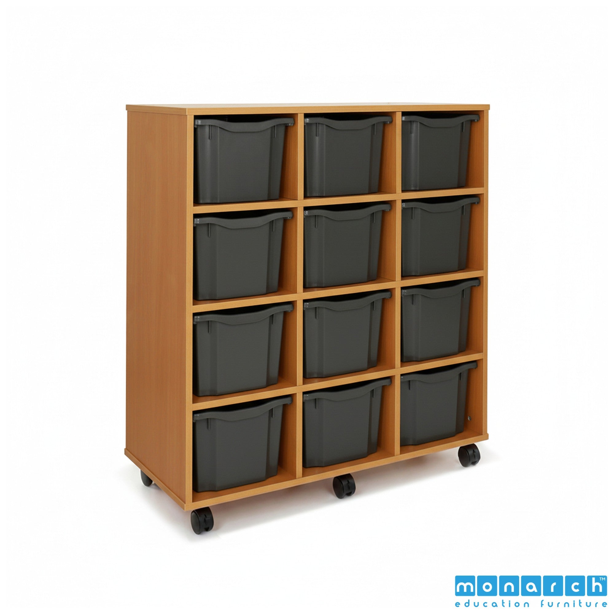 Monarch 12 Triple-Tray Mobile Storage Unit – Maple