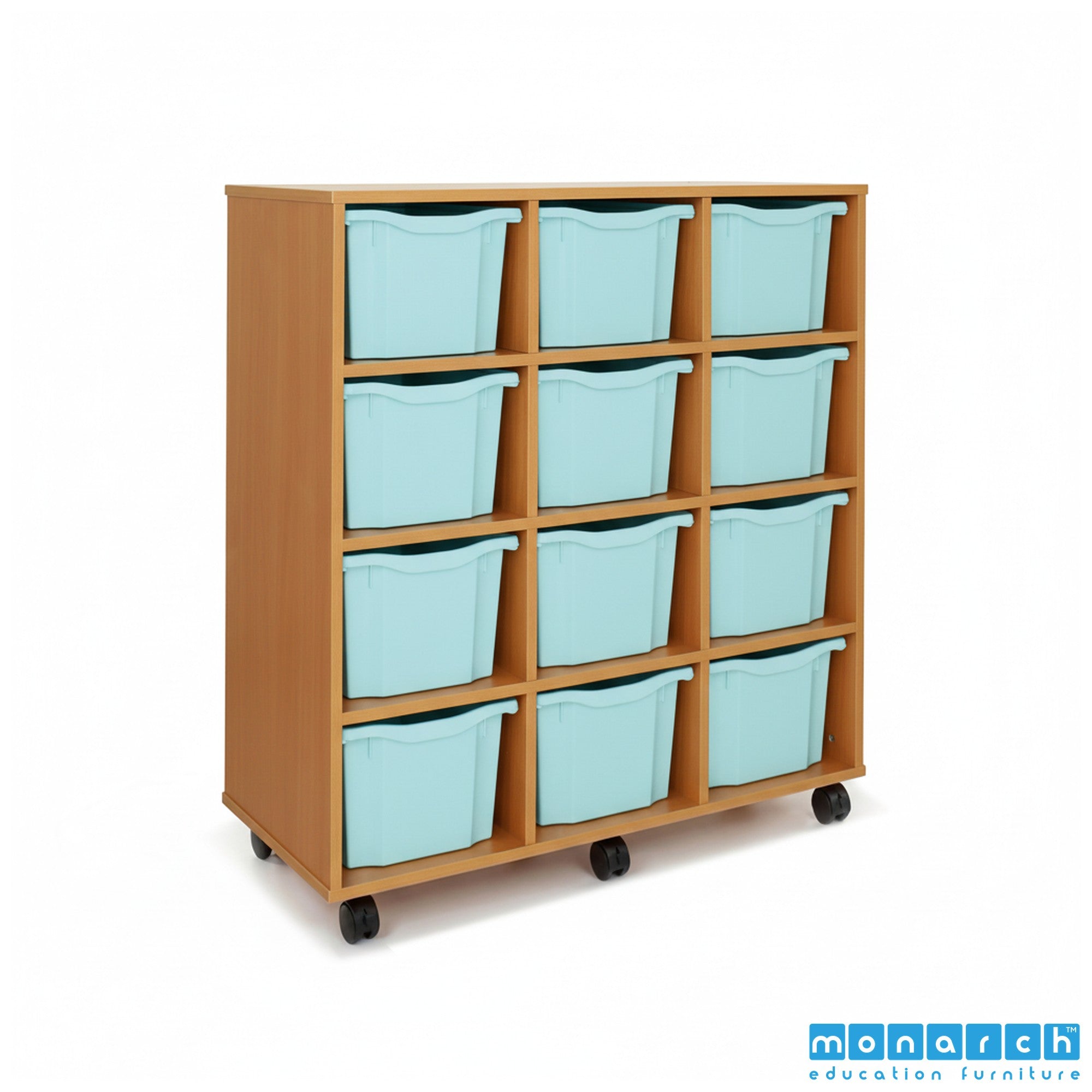 Monarch 12 Triple-Tray Mobile Storage Unit – Maple