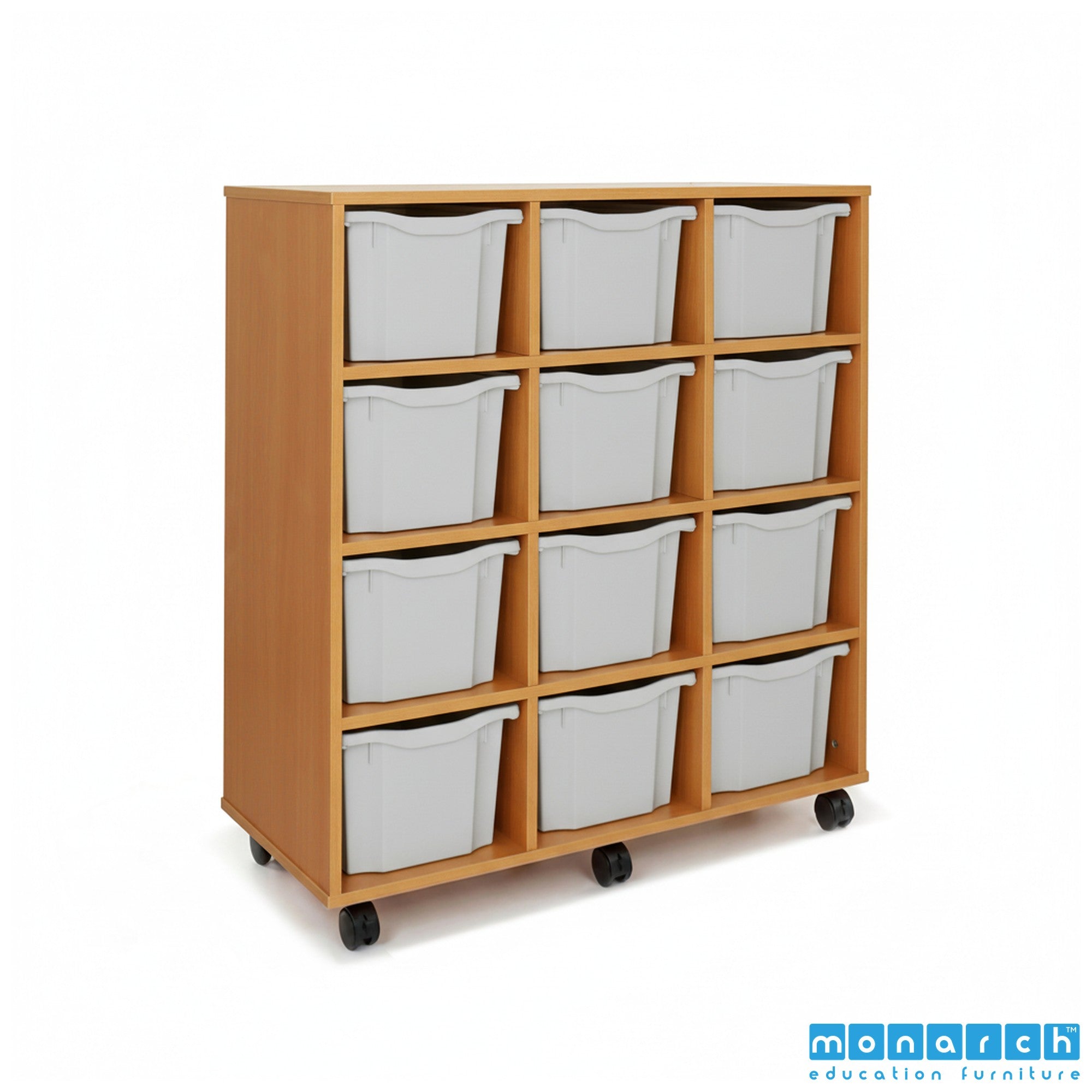 Monarch 12 Triple-Tray Mobile Storage Unit – Maple