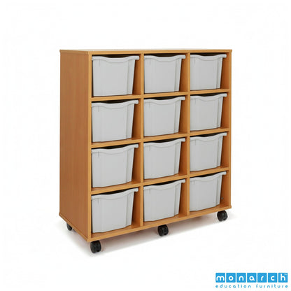 Monarch 12 Triple-Tray Mobile Storage Unit – Maple