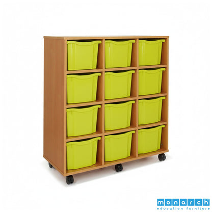 Monarch 12 Triple-Tray Mobile Storage Unit – Maple