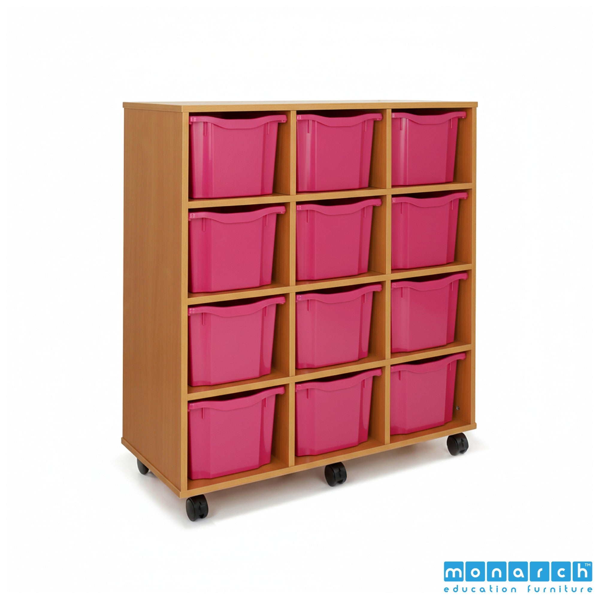 Monarch 12 Triple-Tray Mobile Storage Unit – Maple