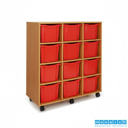 Monarch 12 Triple-Tray Mobile Storage Unit – Maple