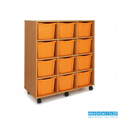 Monarch 12 Triple-Tray Mobile Storage Unit – Maple