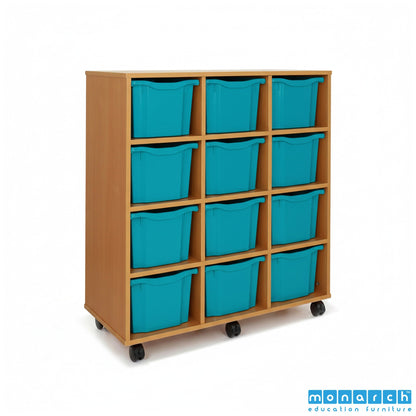Monarch 12 Triple-Tray Mobile Storage Unit – Maple