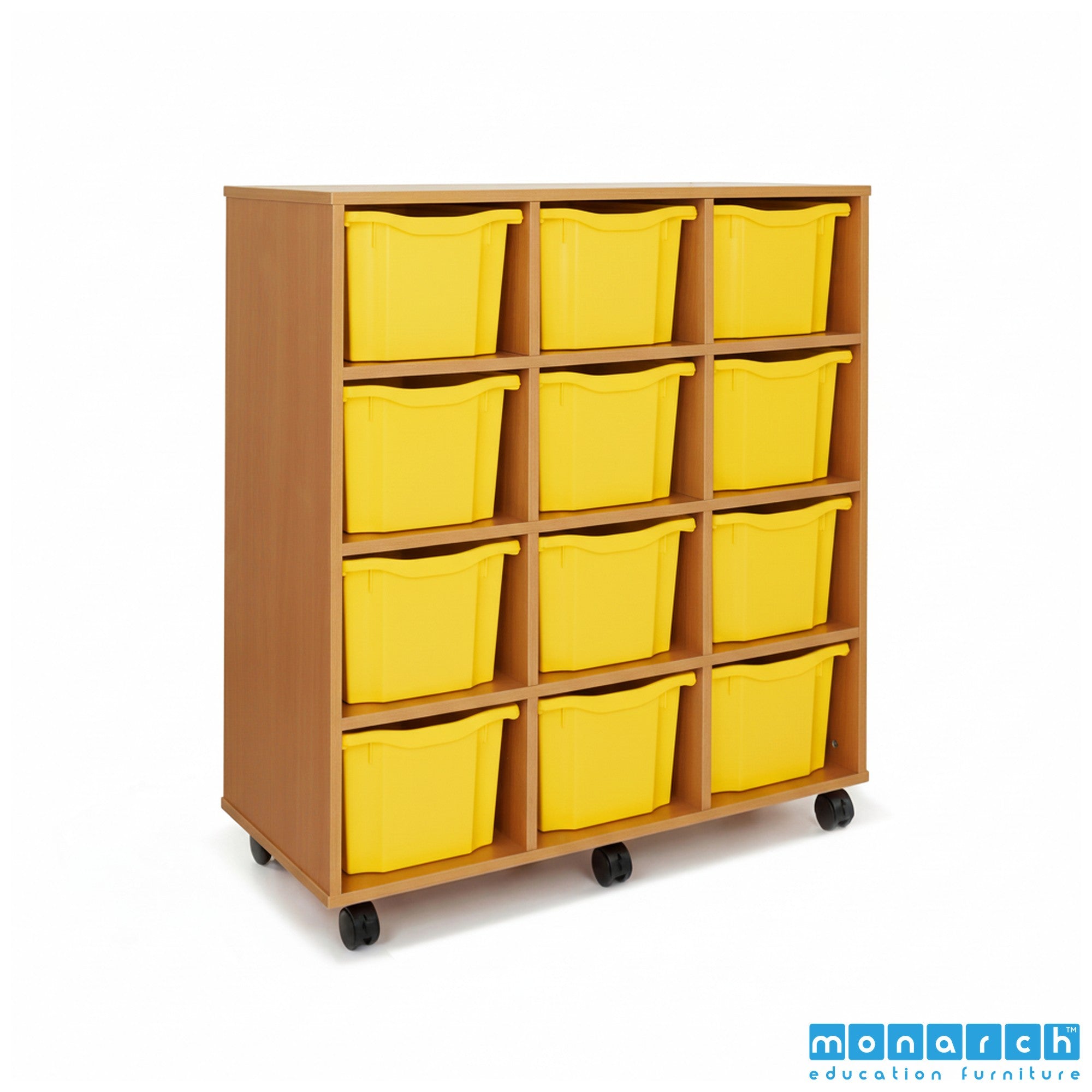 Monarch 12 Triple-Tray Mobile Storage Unit – Maple