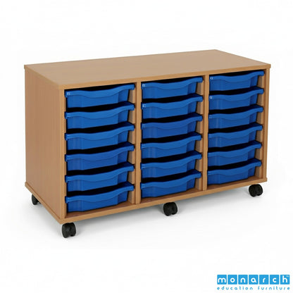 Monarch 18 Tray Mobile Storage Unit – Beech