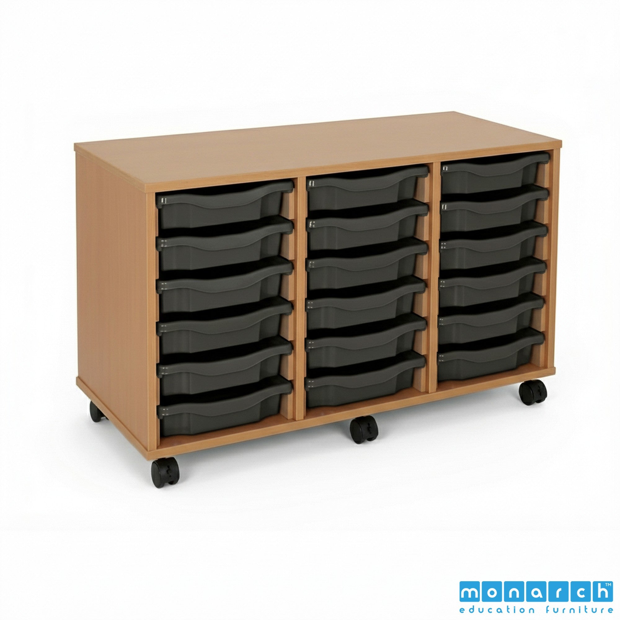 Monarch 18 Tray Mobile Storage Unit – Beech
