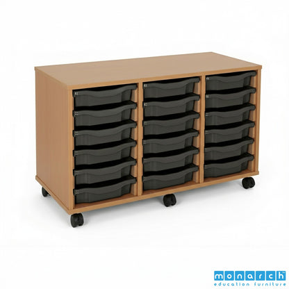 Monarch 18 Tray Mobile Storage Unit – Beech