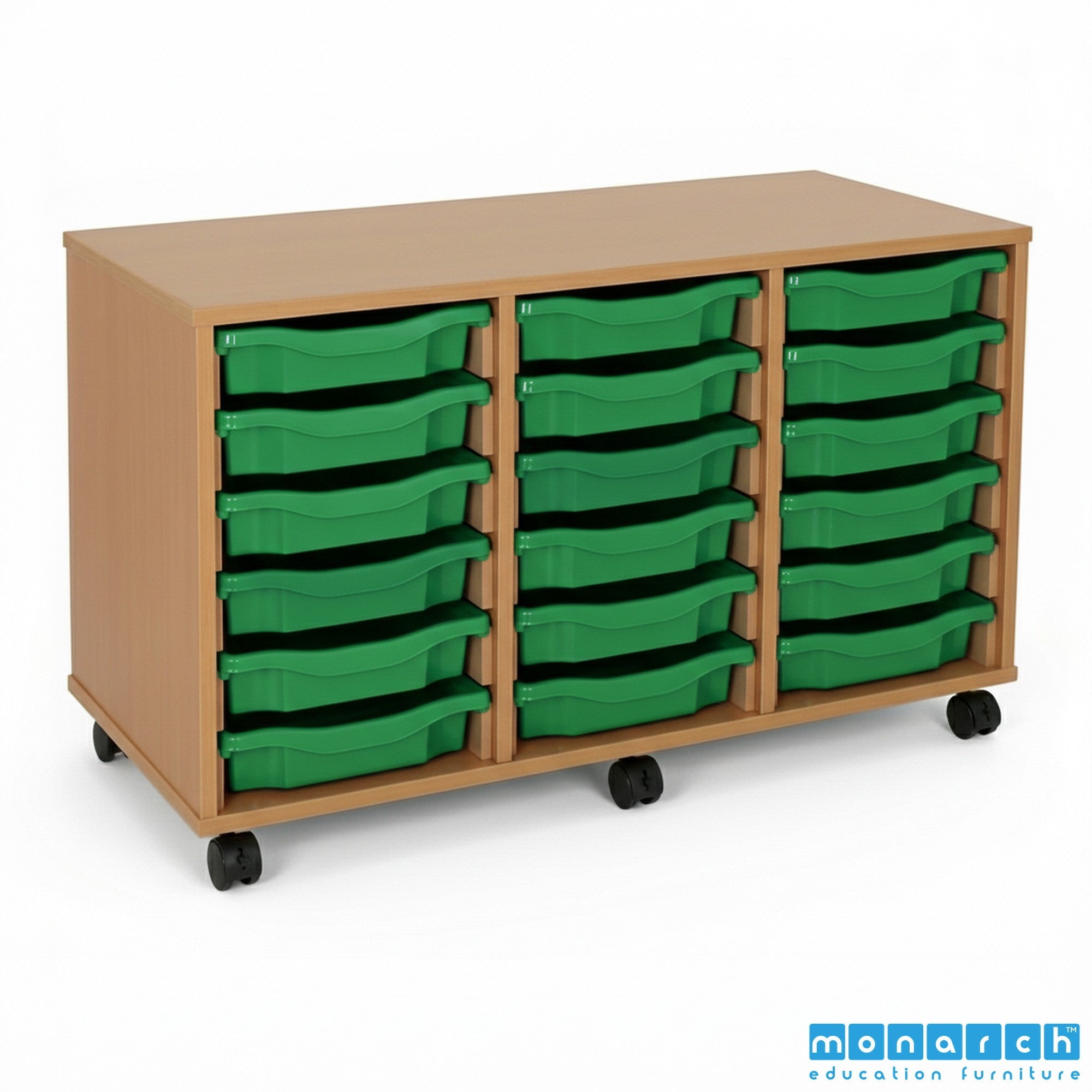 Monarch 18 Tray Mobile Storage Unit – Beech