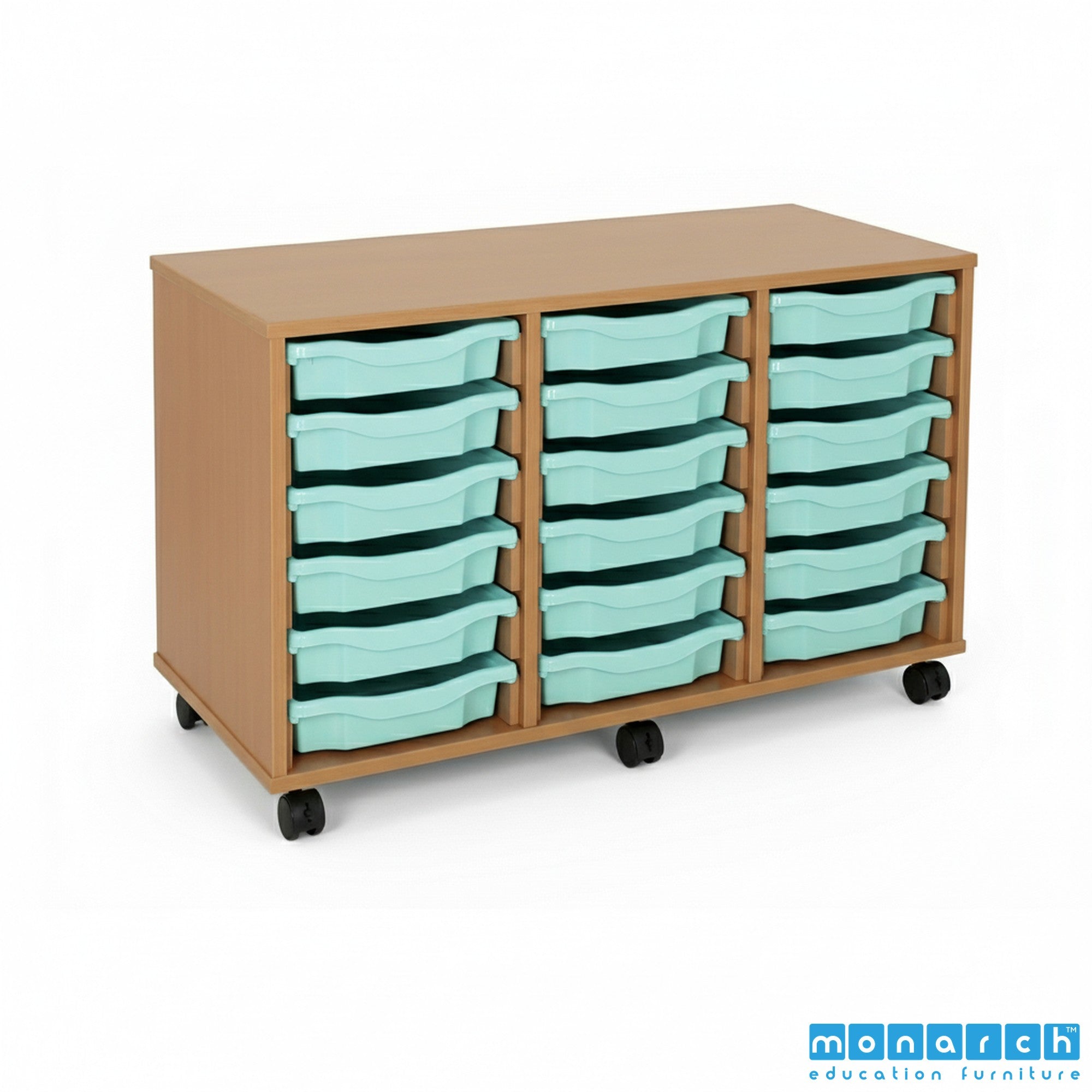 Monarch 18 Tray Mobile Storage Unit – Beech