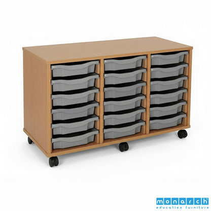 Monarch 18 Tray Mobile Storage Unit – Beech