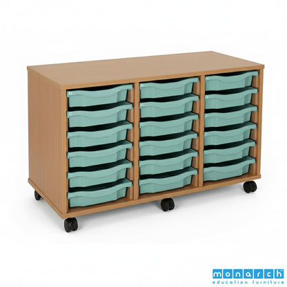 Monarch 18 Tray Mobile Storage Unit – Beech