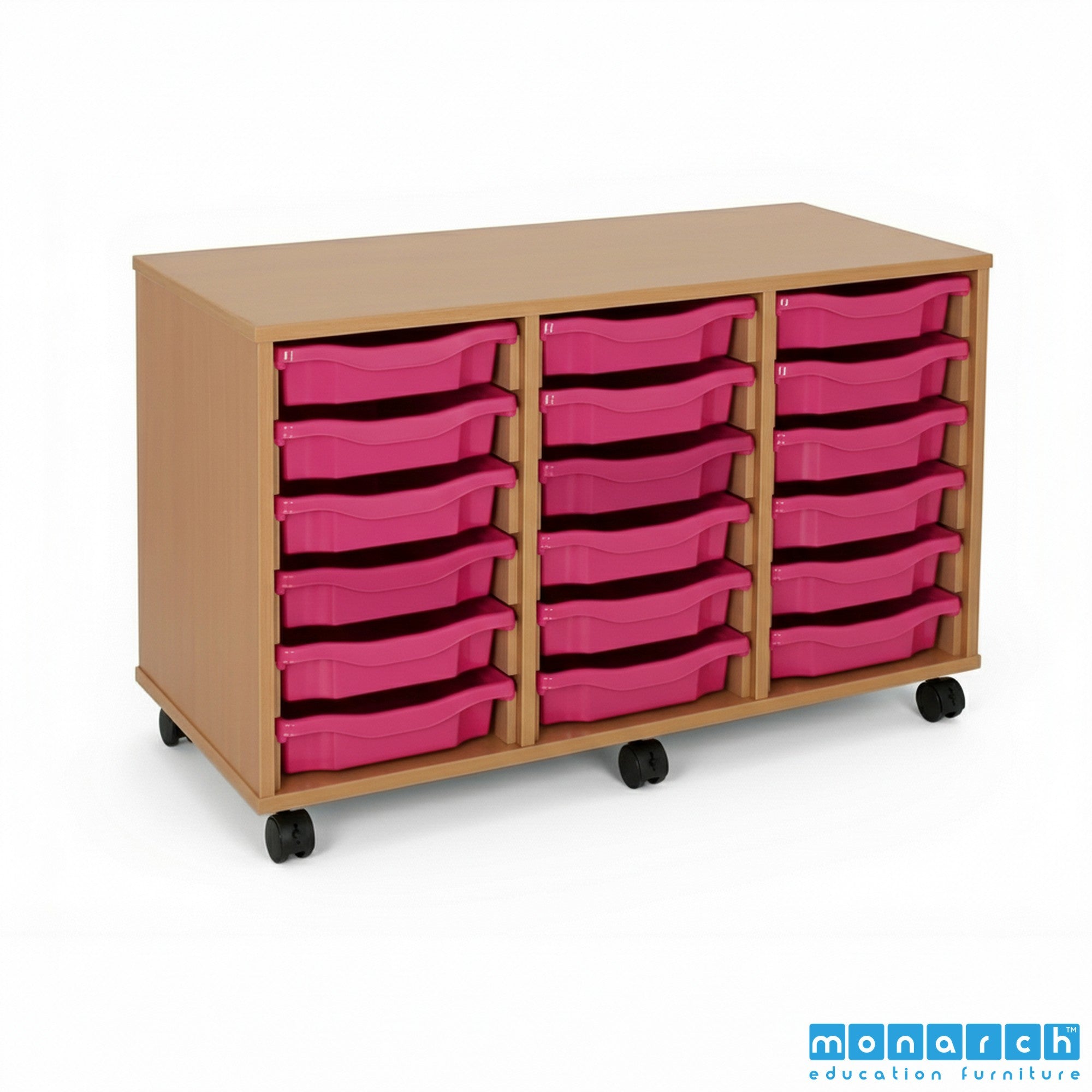 Monarch 18 Tray Mobile Storage Unit – Beech
