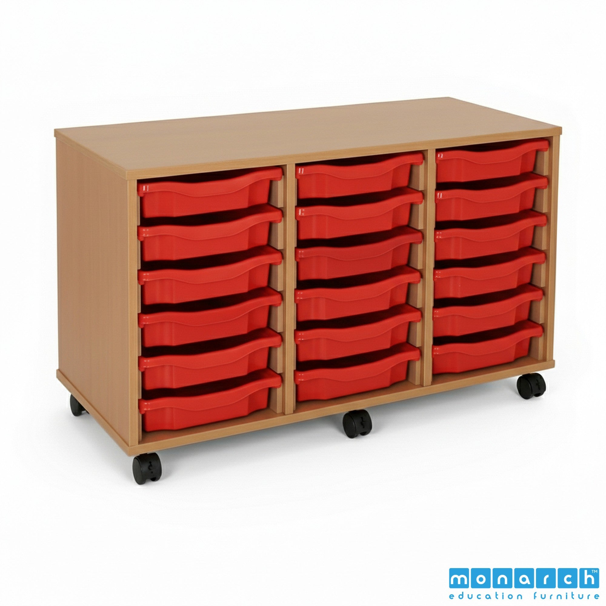 Monarch 18 Tray Mobile Storage Unit – Beech