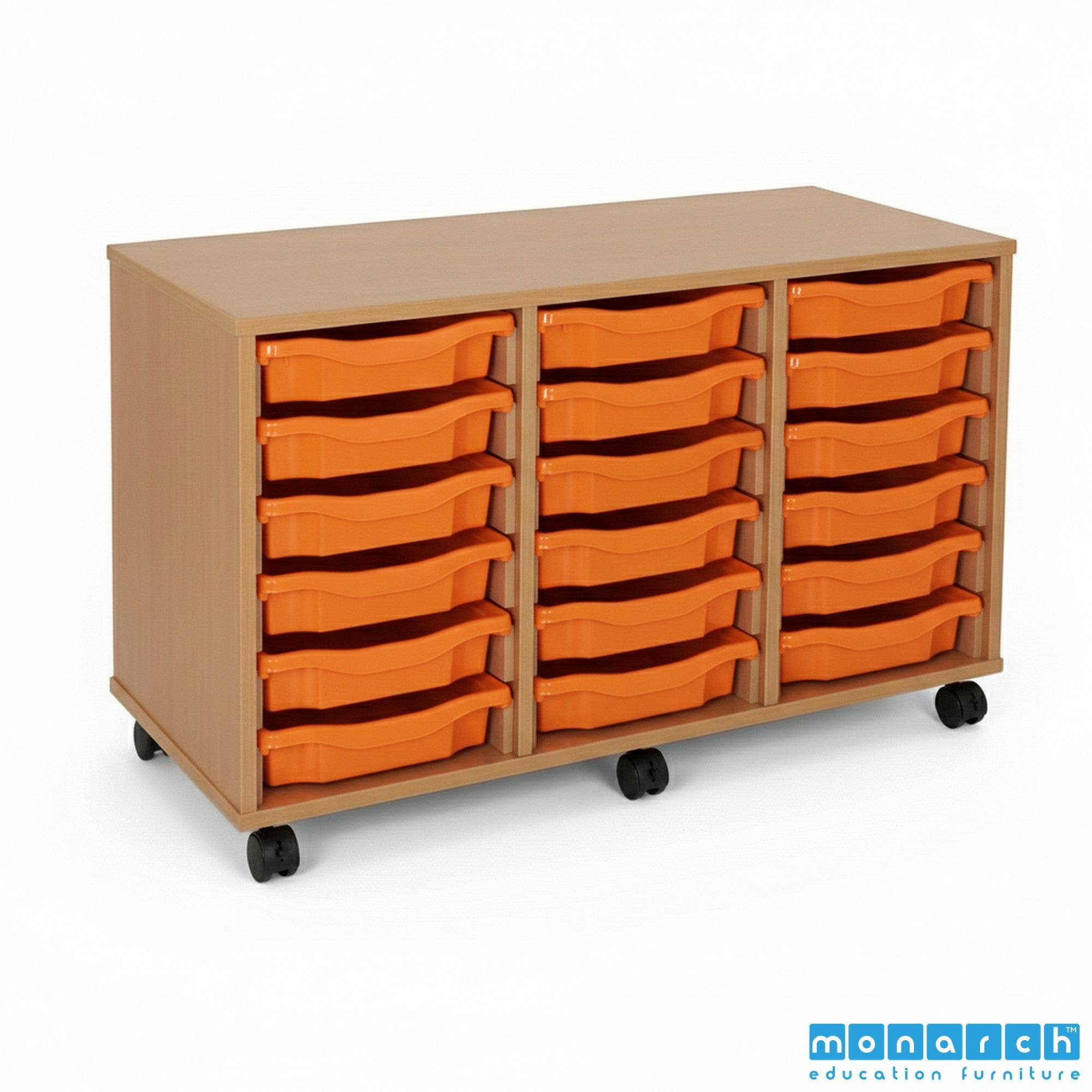 Monarch 18 Tray Mobile Storage Unit – Beech