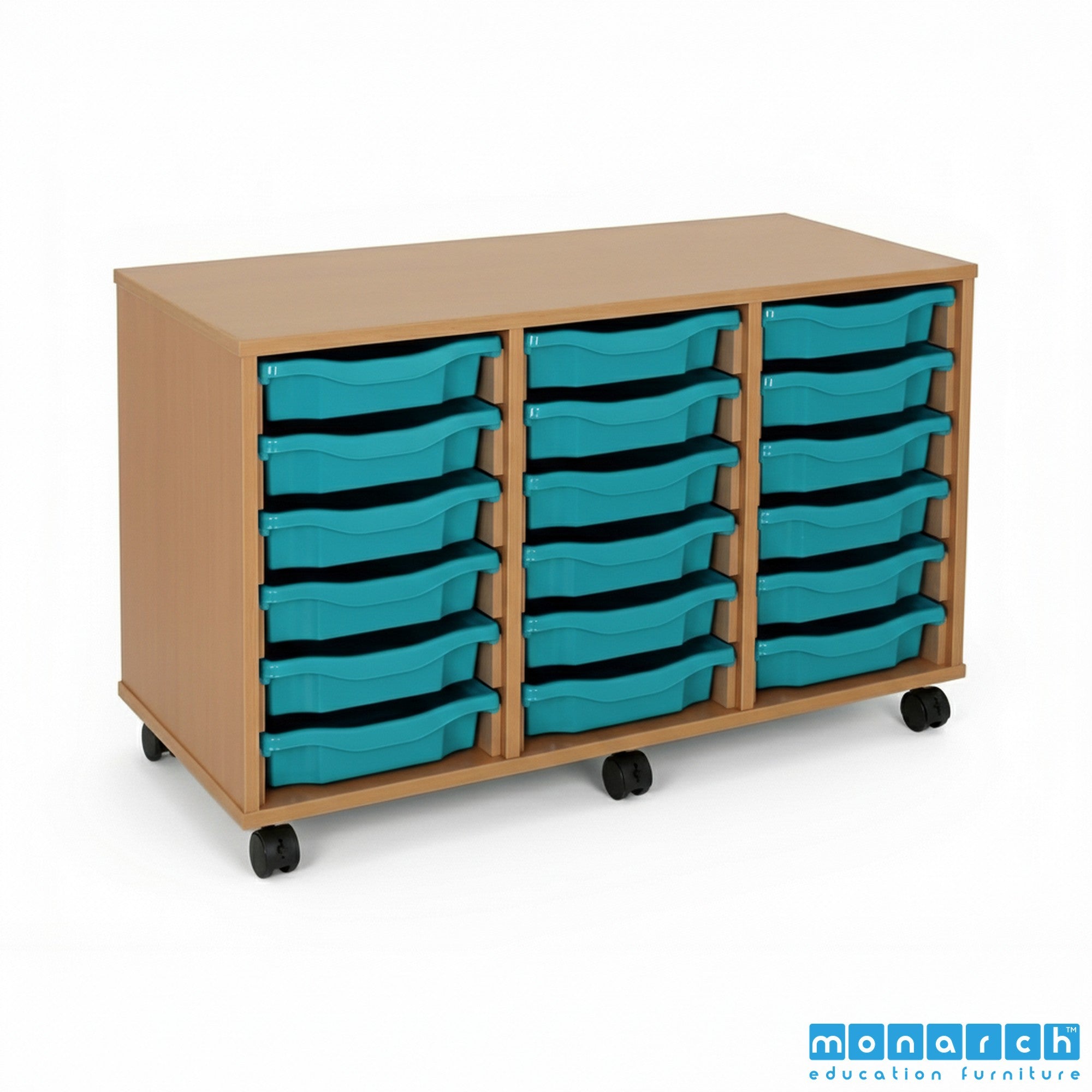 Monarch 18 Tray Mobile Storage Unit – Beech