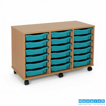 Monarch 18 Tray Mobile Storage Unit – Beech