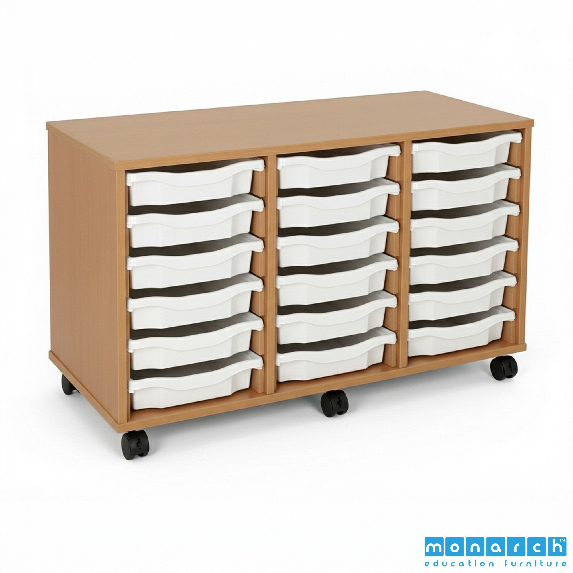 Monarch 18 Tray Mobile Storage Unit – Beech