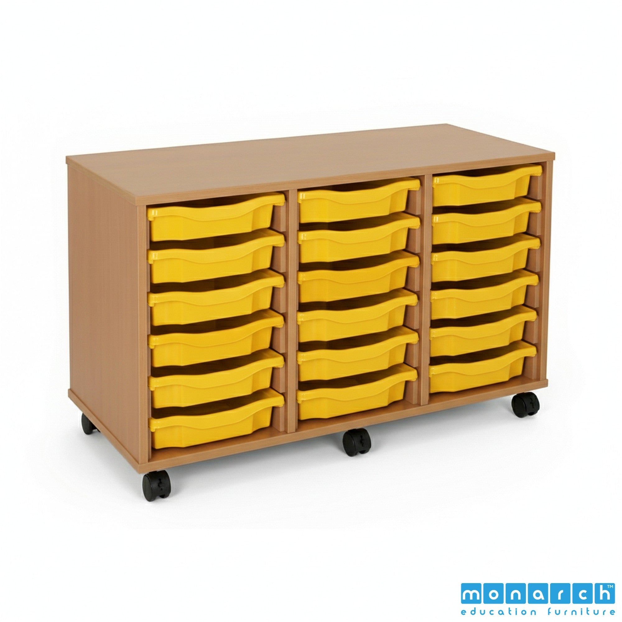 Monarch 18 Tray Mobile Storage Unit – Beech