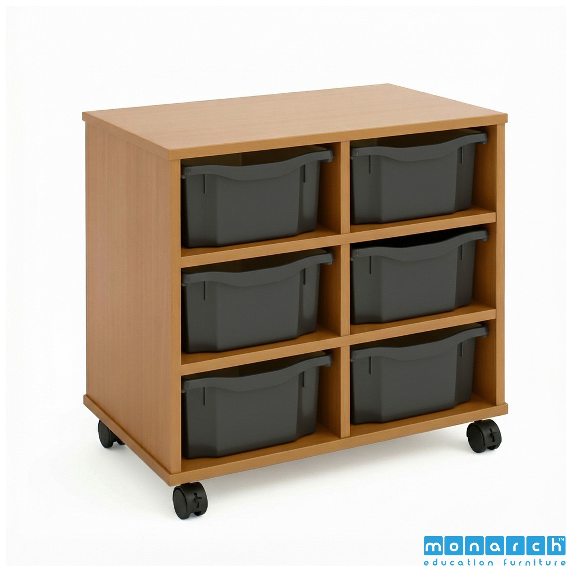 Monarch 6 Double-Tray Mobile Storage Unit – Maple