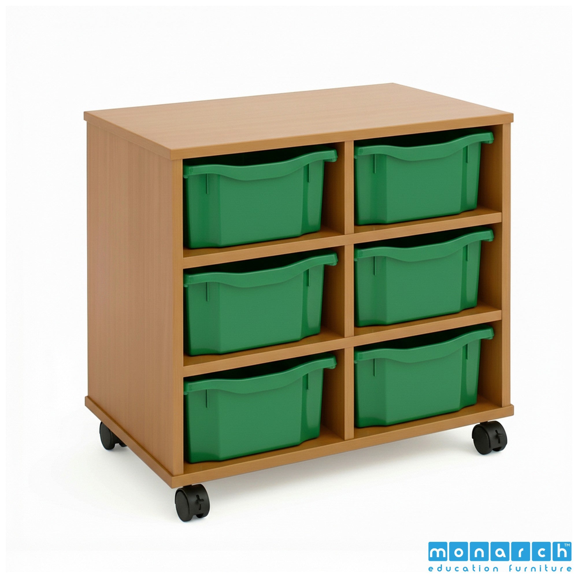 Monarch 6 Double-Tray Mobile Storage Unit – Maple
