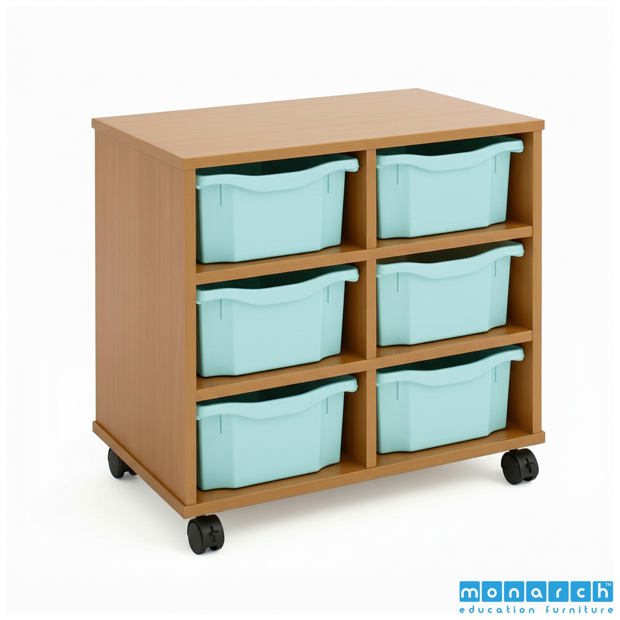 Monarch 6 Double-Tray Mobile Storage Unit – Maple