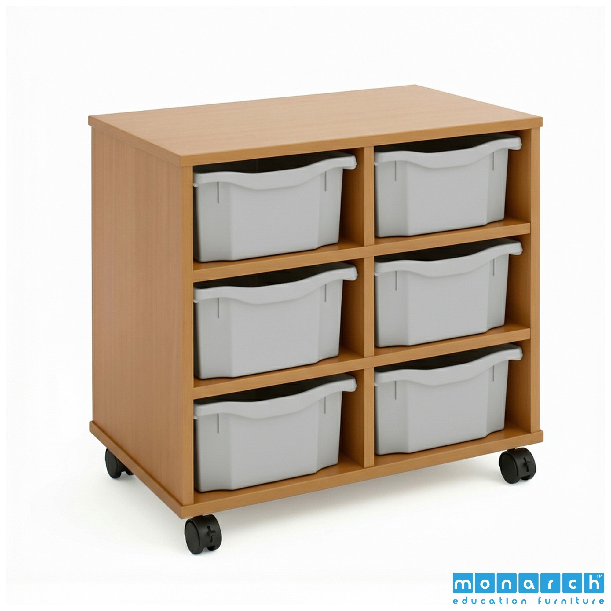 Monarch 6 Double-Tray Mobile Storage Unit – Maple