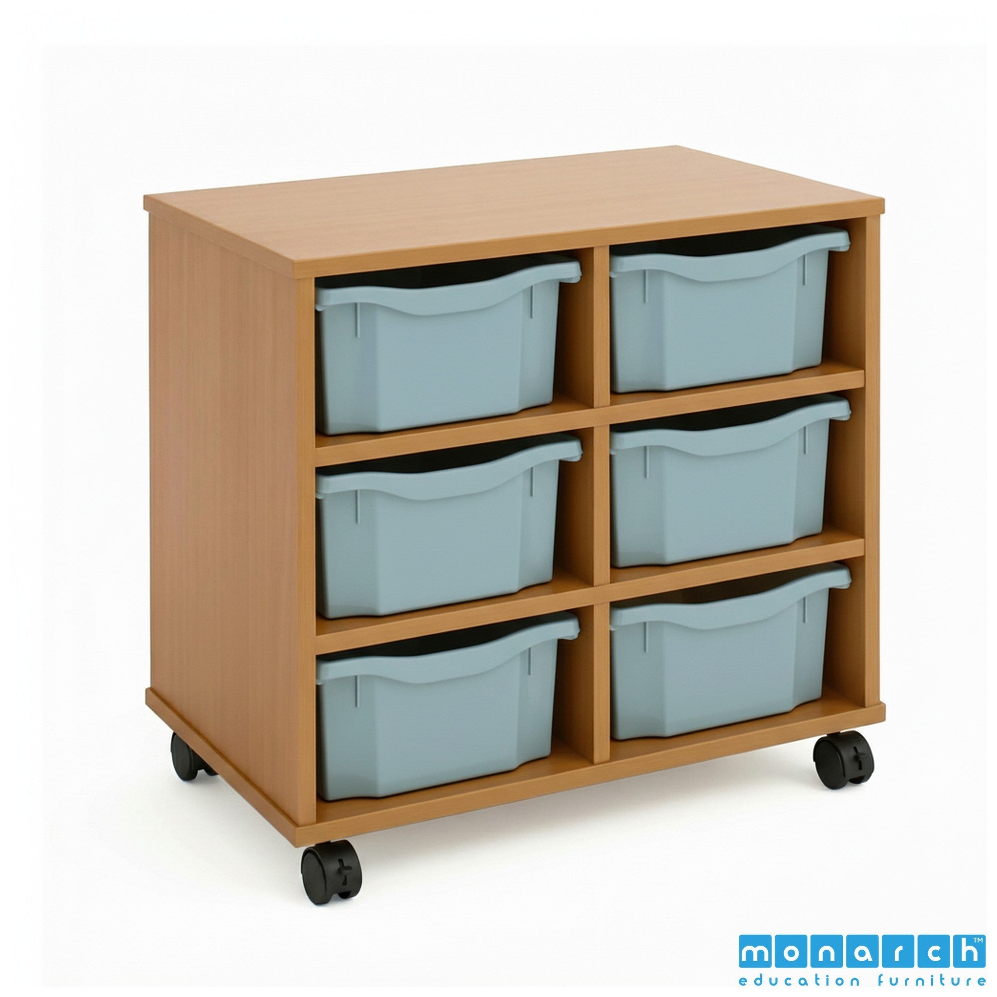 Monarch 6 Double-Tray Mobile Storage Unit – Maple